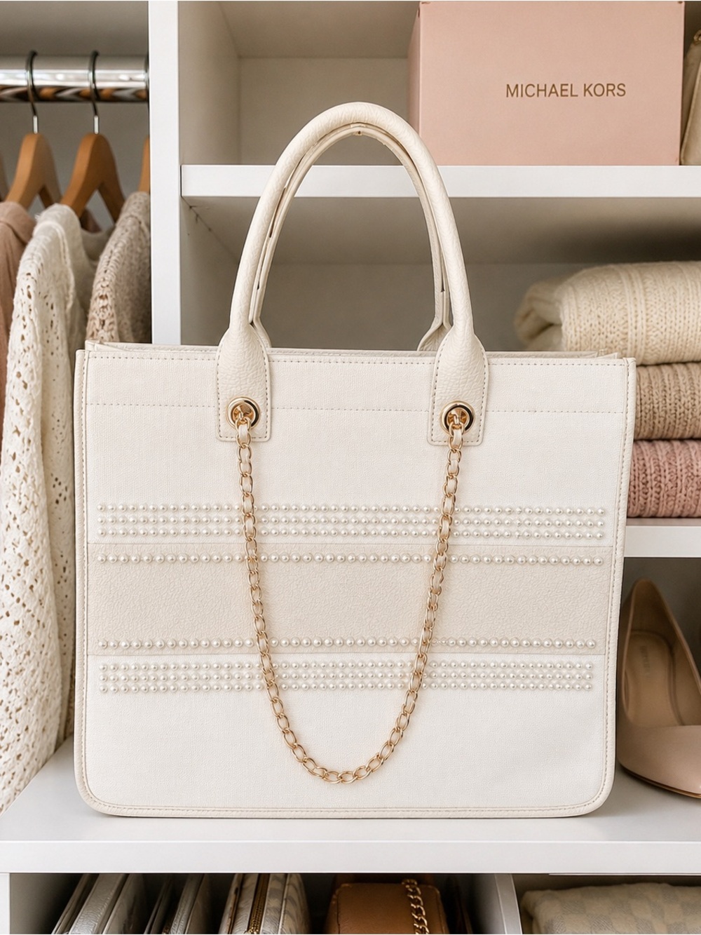 Abbott Lyon Resort Pearl-Accent Tote Bag